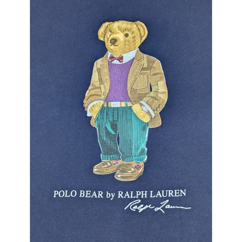 Polo Ralph Lauren Graphic T-Shirt Men's 2XB Navy Polo Bear Tweed Blazer Print